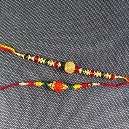 Set of 2 Multi Color Beads Rakhis