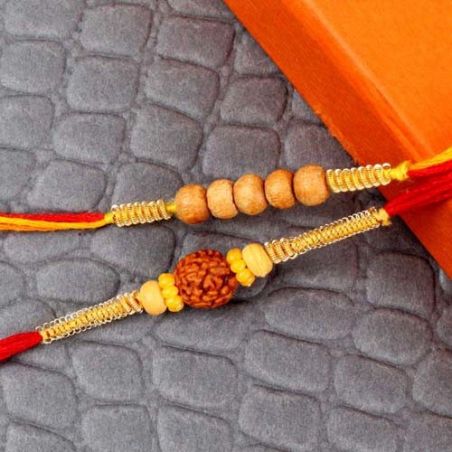 Rudraksh Rakhi with Sandal Wooden Beads Rakhi