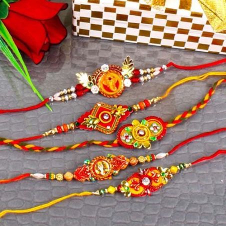 Five Artistic Rakhi Combo