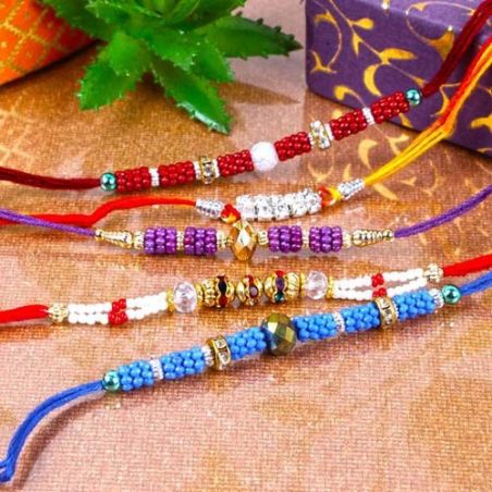 Multi Color Pearl Beads Rakhi