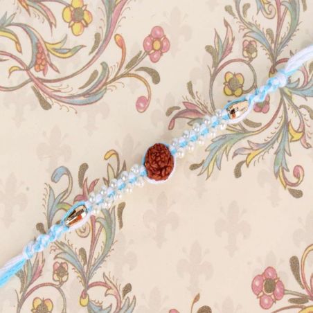Rudraksha with Tiny Pearl Beads Rakhi