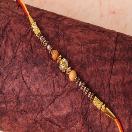 Designer Wooden Diamond Studded Rakhi