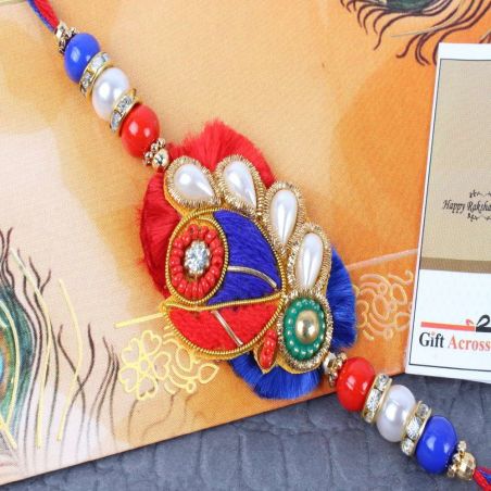 Pearl Beads Zardosi Rakhi