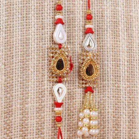 Drop Design Kundan Bhaiya Bhabhi Rakhi