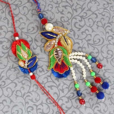 Designer Zardosi Pearl Bhaiya Bhabhi Rakhi