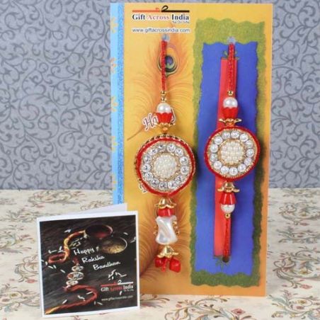 Zardosi Round Design Bhaiya Bhabhi Rakhi