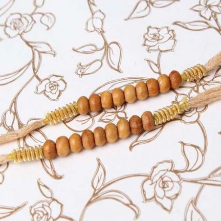 Exclusive Wooden Beads Rakhi Set