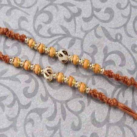 Gorgeous Twin Wooden Beads Rakhi