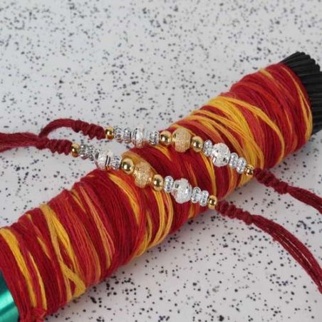 Terrific Duo Golden and Silver Beads Rakhi