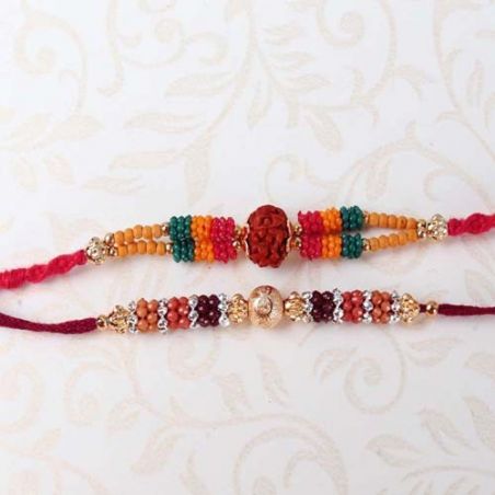 Marvellous Two Colorful Beads Rakhi