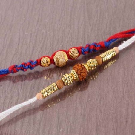 Set of Two Golden Attractive Rakhi