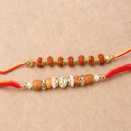 Divine Swastika and Rudraksha Combination Rakhi