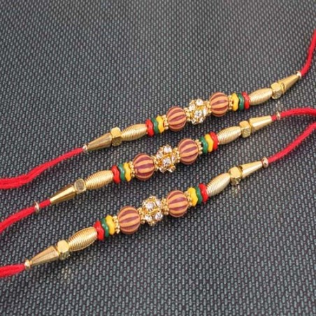 Combo of Three Golden Design with Diamond Studded Rakhi