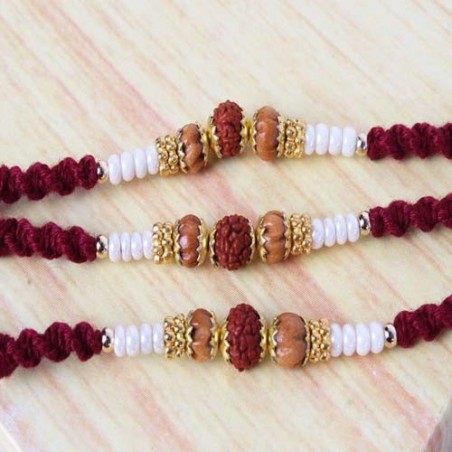 Perfect Rudraksha Trio Rakhi