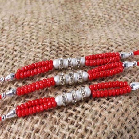 Spectacular Three Set of Colorful Beads Rakhi