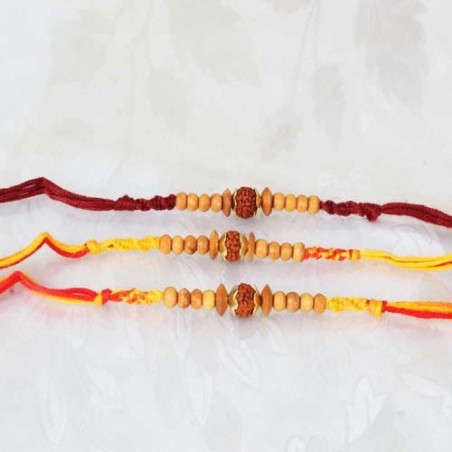 Set of Three Dazzling Rudraksha Rakhi