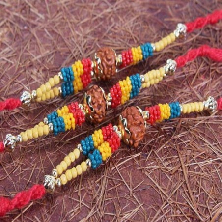 Set of Three Colorful Beads Rakhi