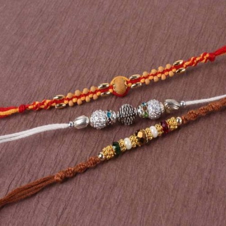 Attractive Beads Three Pack of Rakhi