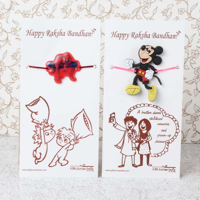 Spiderman with Mickey Mouse Rakhi for Kids