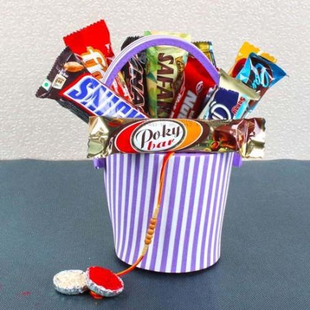 Rakhi Eva Basket of Imported Chocolate Bar