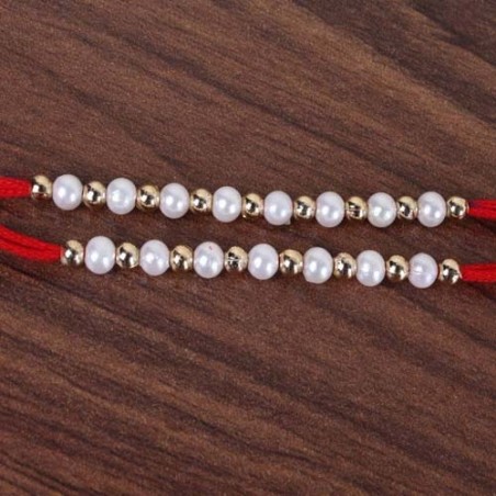 Golden and White Peral Rakhis