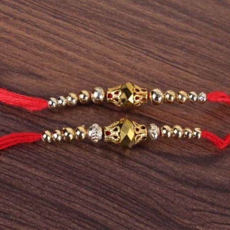 Set of Two Golden Beads Rakhis