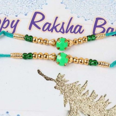 Green Stone Set of Two Rakhis