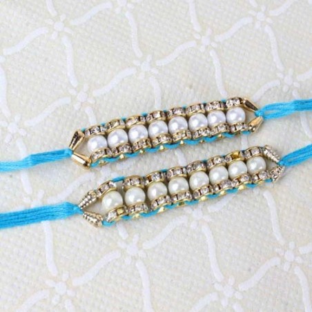 Pair of Pearls in Diamond Chain Rakhi