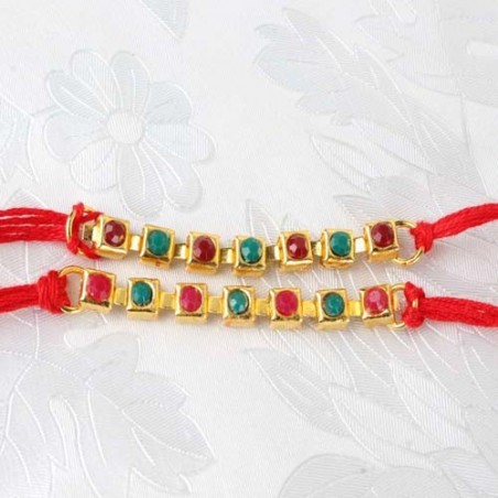 Double Multi Stone Rakhi Thread