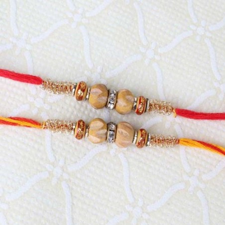 Two Wood and Diamond Ring Rakhi