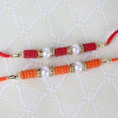 Set of Two Pearl and Small Beads Rakhi