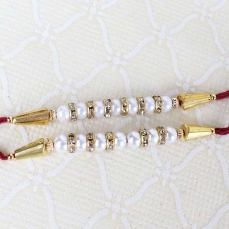 Pair of Two Pearl Diamond Rakhi