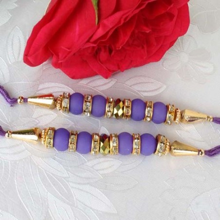 Two Shiny Crystal Bead with Colorful Beads Rakhi