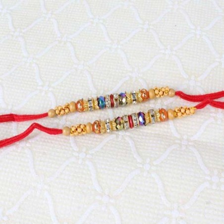 Couple of Two Fancy Beads Rakhi