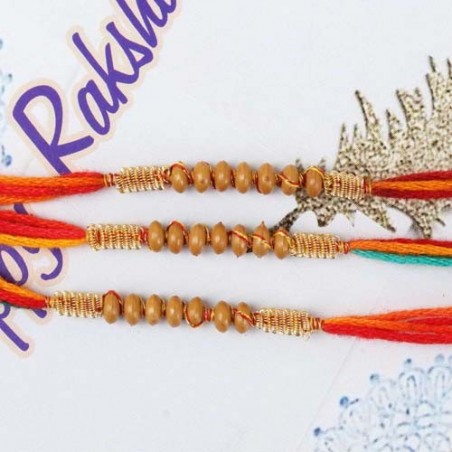 Three Fancy Wooden Color Beads Rakhis