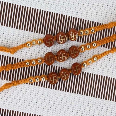 Swastika Rakhi Three Threads