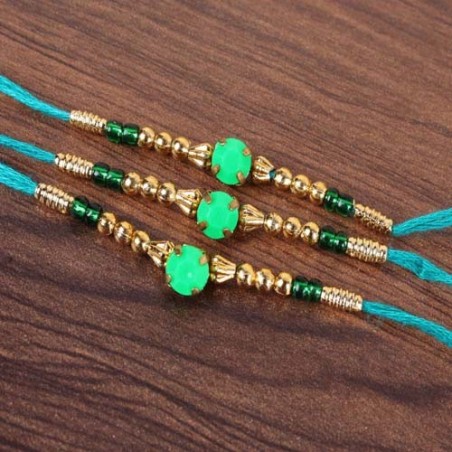 Green Stone Set of Three Rakhis