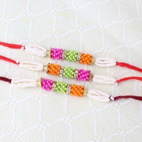 Triple Colorful Moti Rakhi