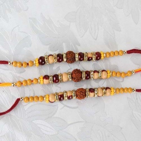 Set of Three Rudraksha Beaded Rakhi