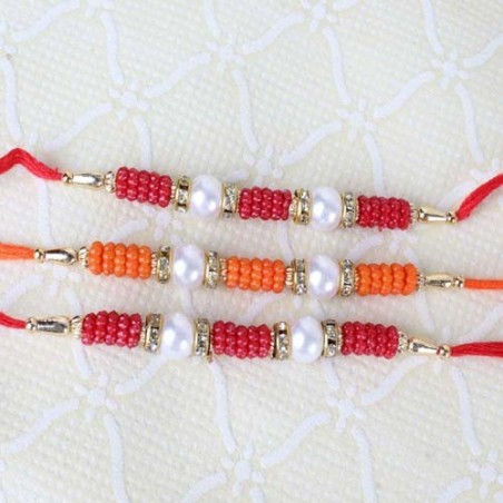 Three Pearl and Small Beads Rakhi