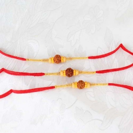 Set of Three Single Rudraksha Rakhi