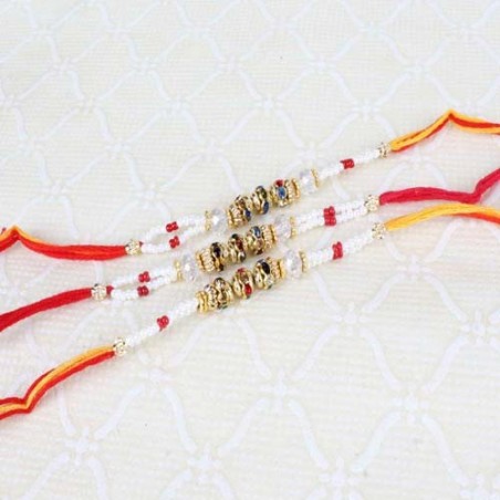 Triple Fancy Multi Beads Rakhi