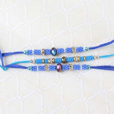 Combo of Three Colorful Small Beads Rakhi