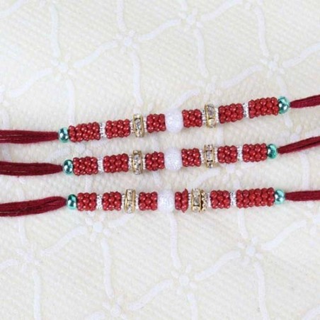 Three Designer Beads Rakhi