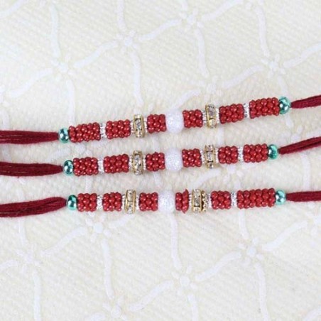 Three Designer Beads Rakhi