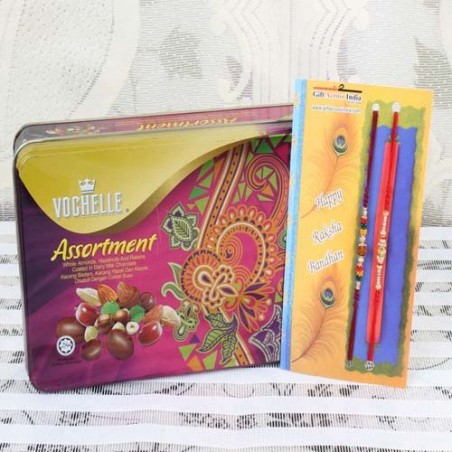 Vochelle Assortment Chocolate Box with Pair of Rakhis