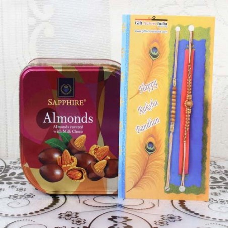 Sapphire Almonds Chocolate Pack with Pair of Rakhis
