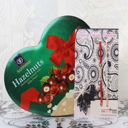 Sapphire Hazelnuts Chocolate Pack with Pair of Rakhis