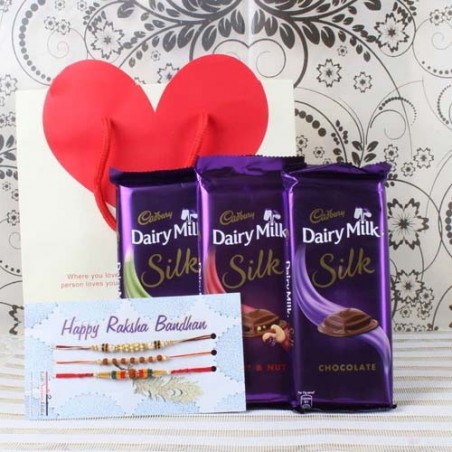 Cadbury Dairy Milk Silk Chocolate Bars with Three Rakhis