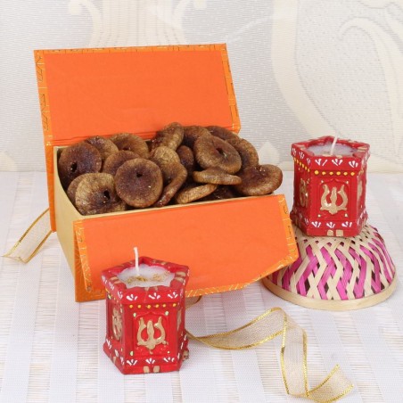 Fig Dry Fruits Box with Earthen Diya